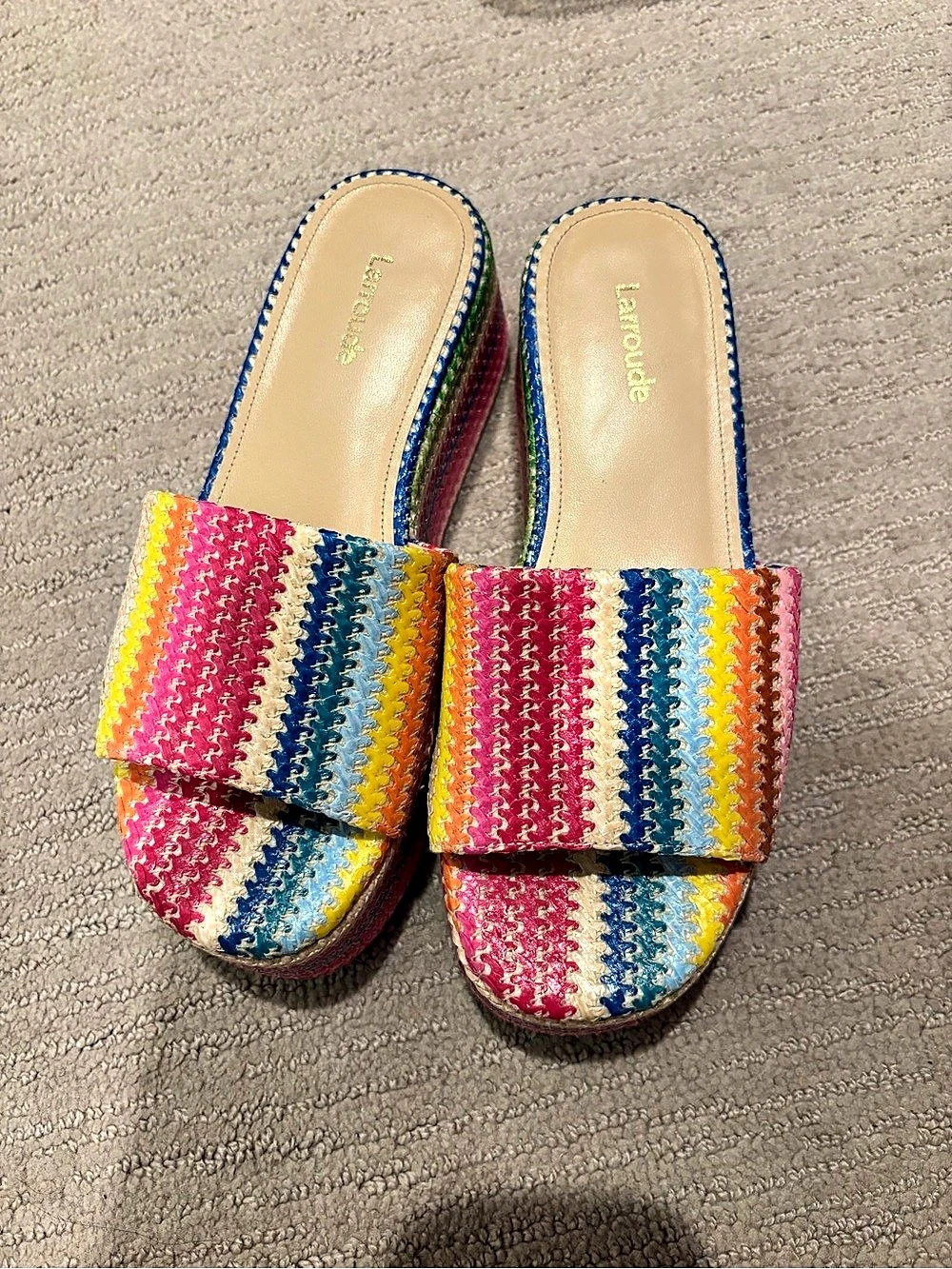 Larroude Multicolor Striped Platform Sandals